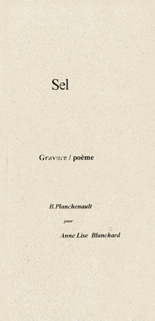 Couverture avant du livre d'Anne-Lise Blanchard "Sel"
